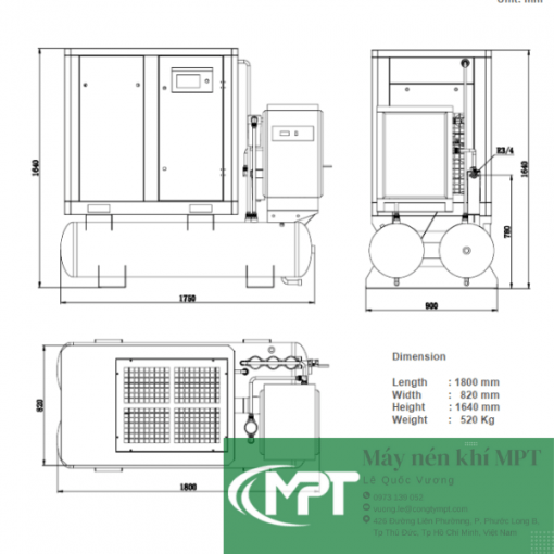 Thông số kỹ thuật máy nén khí Buma biến tần