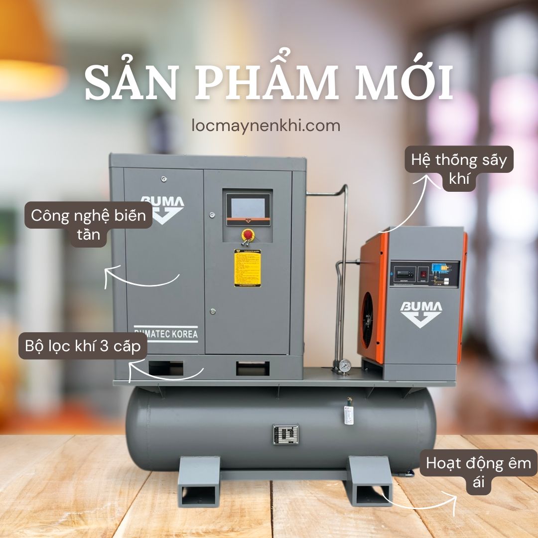 Máy nén khí trục vít Combo 15KW/20HP 6 Máy nén khí trục vít Buma Combo 15Kw